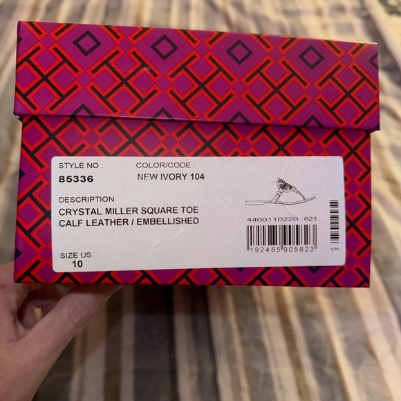 Tory Burch-Miller Sandals in Cream/White w/Colorful Embellishments-Size 10 - Picture 9 of 9